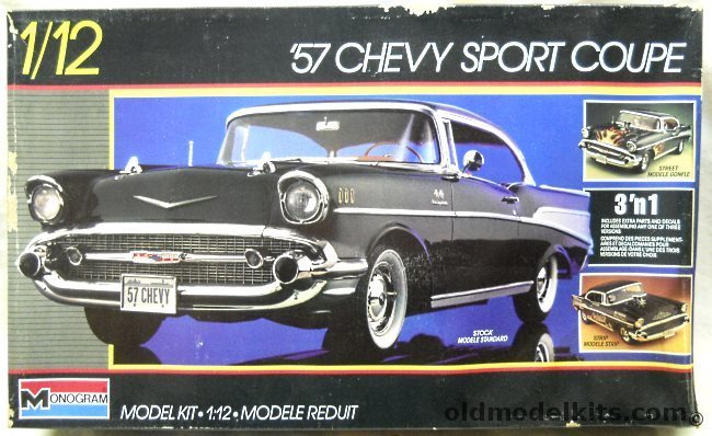 Monogram 1/12 1957 Chevrolet Bel Air (Belair) Sport Coupe - Stock / Street Custom / Drag Strip, 2800 plastic model kit